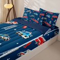 thumbnail image 3 of Manfei Cartoon Ambulance Zipper Full Size Comforter Sets with Fitted Sheet and 2 Pillowcases,Police Car Pattern Zipper Bedding Set,Blue,Navy Blue Reversible,4pcs, 3 of 8