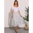thumbnail image 2 of DARING DIVA Women's Chiffon Tiered A-Line Maxi Skirt L White Flower, 2 of 5