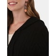 thumbnail image 4 of No Boundaries Cable Zip-up Hooded Cardigan, Midweight, Women's and Women’s Plus Sizes XXS - 2XL, 4 of 4