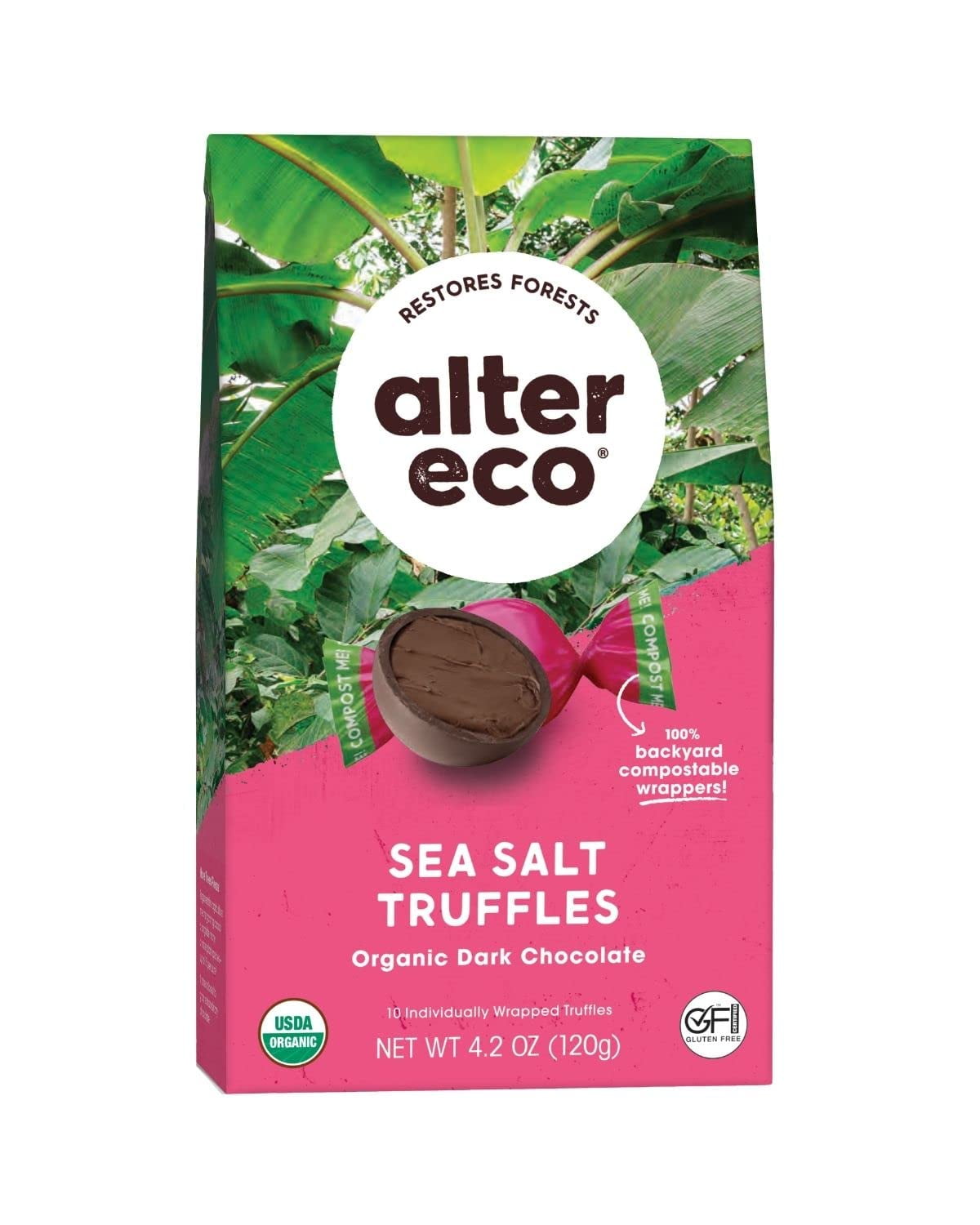 Alter Eco Organic Sea Salt Truffles Dark Chocolate 4.2 oz Pack of 2
