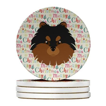 

Pomeranian Merry Christmas Large Sandstone Coasters Pack of 4 4 in x 4 in