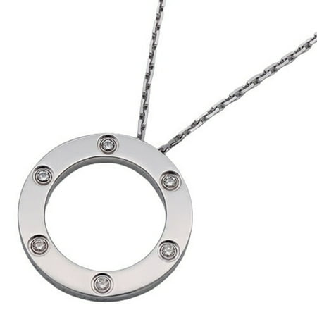 Pre-Owned Cartier Necklace for Women 750WG 6P Diamond Love Circle LOVE White Gold B7014900 Polished (Fair)
