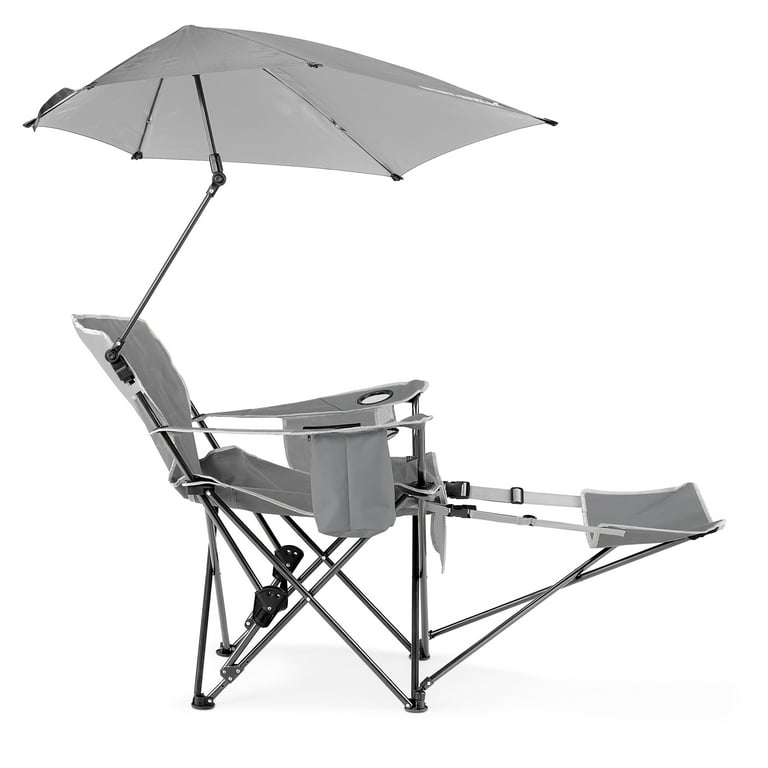 Camping chair with umbrella and footrest discount