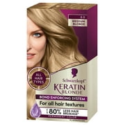 Schwarzkopf Keratin Color Permanent Hair Color, 8.0 Medium Blonde, 1 Application - Salon Inspired Permanent Hair Dye, for up to 80% Less Breakage vs Untreated Hair and up to 100% Gray Coverage