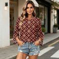 thumbnail image 4 of Womens Floral Print Tops Casual 3/4 Sleeve Tunic Shirts Loose Fit Crew Neck Blouses Lightweight Spring Summer Tops, 4 of 7