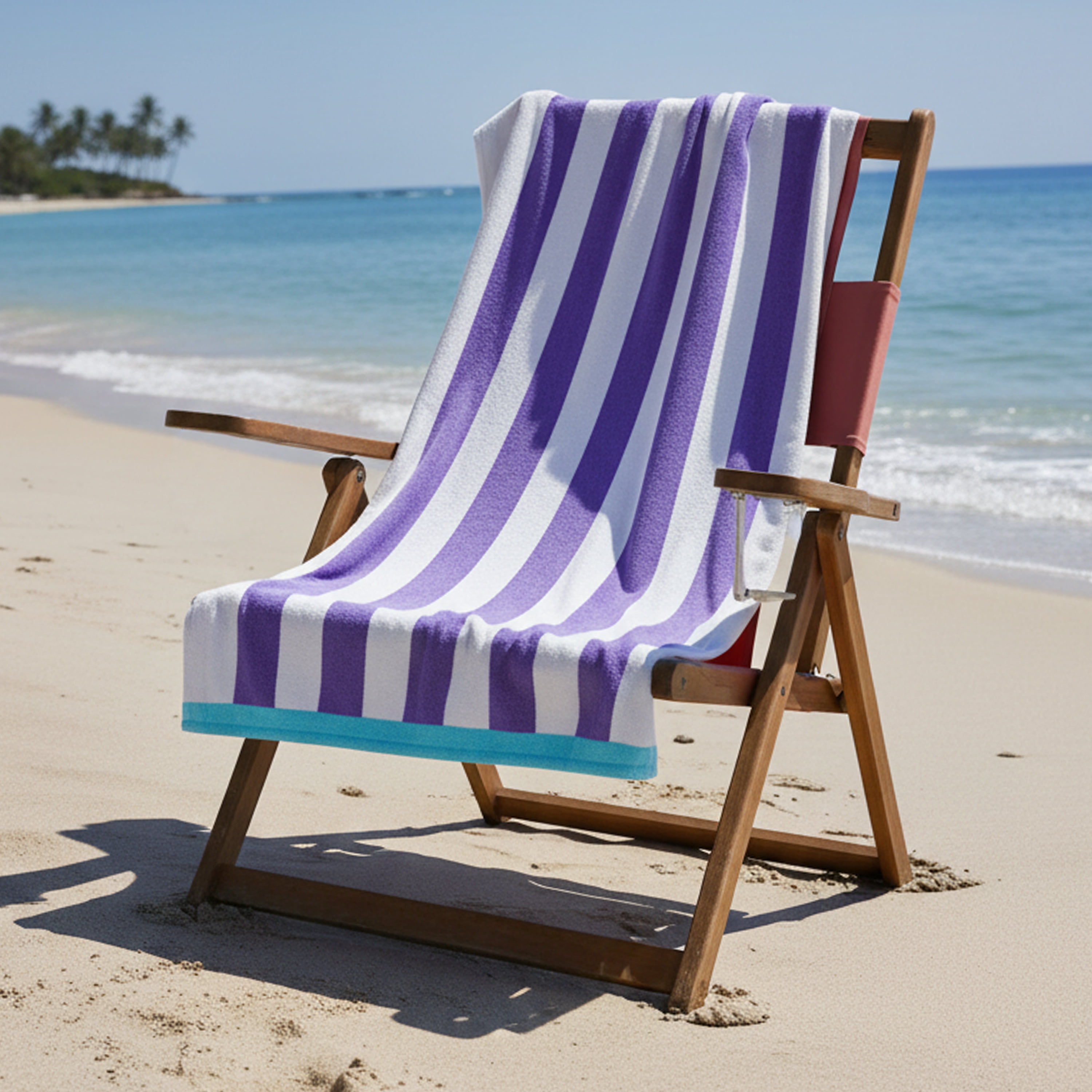 Cabana Stripe Periwinkle Beach Towel, Soft Absorbent Cotton, 30 x 60 inches