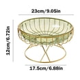 thumbnail image 3 of Green Pedestal Fruit Bowl With Golden Base Decorative Serving Tray For Kitchen Dining Table Party Snack Display Bowl For Fruits Vegetables Bread Salad Dessert Home Decor Centerpiece, 3 of 7