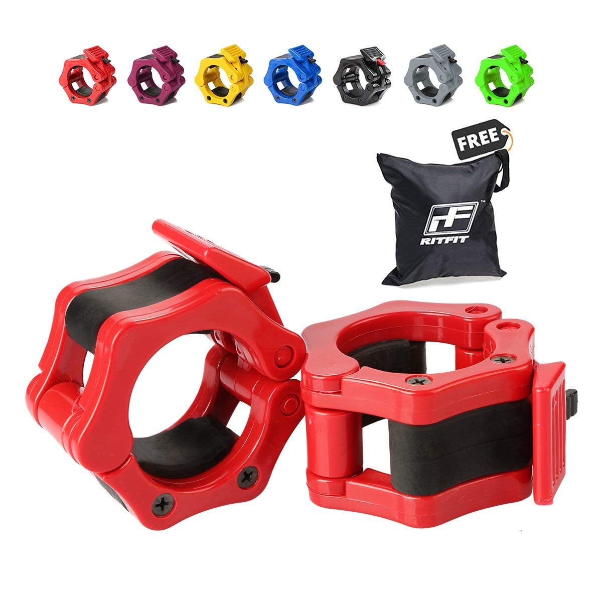 RitFit 2 inch Olympic Barbell Clips Set of 2, Barbell Clamps with ABS