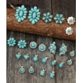 thumbnail image 2 of ONE PAIR-Clip on small silver & turquoise stone earrings in several designs, 2 of 4
