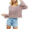 thumbnail image 2 of Womens Hooded Sweater Clearance Women Fashion Casual Color Casual Loose Long Sleeve Sweater Knitted Loose Top, 2 of 4