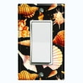 thumbnail image 1 of Metal Light Switch Wall Plate Outlet Cover (Colorful Sea Shells Pattern Black - Single Rocker), 1 of 2