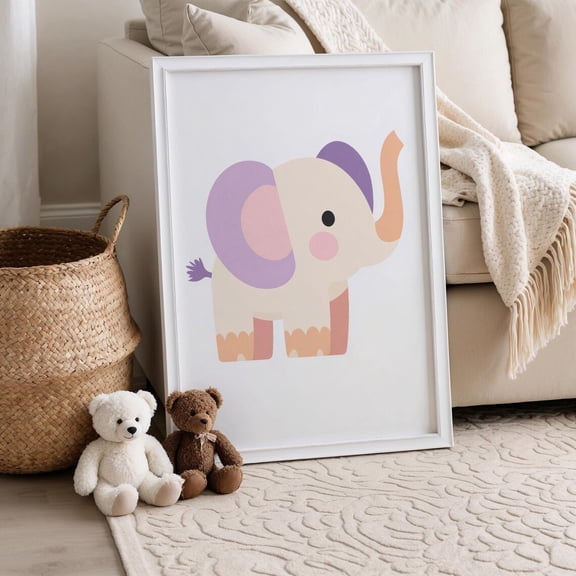 Cute Elephant Animals Art Nursery Room Decor Childrens Play Room Art, Unframed Paper Poster 8x10in