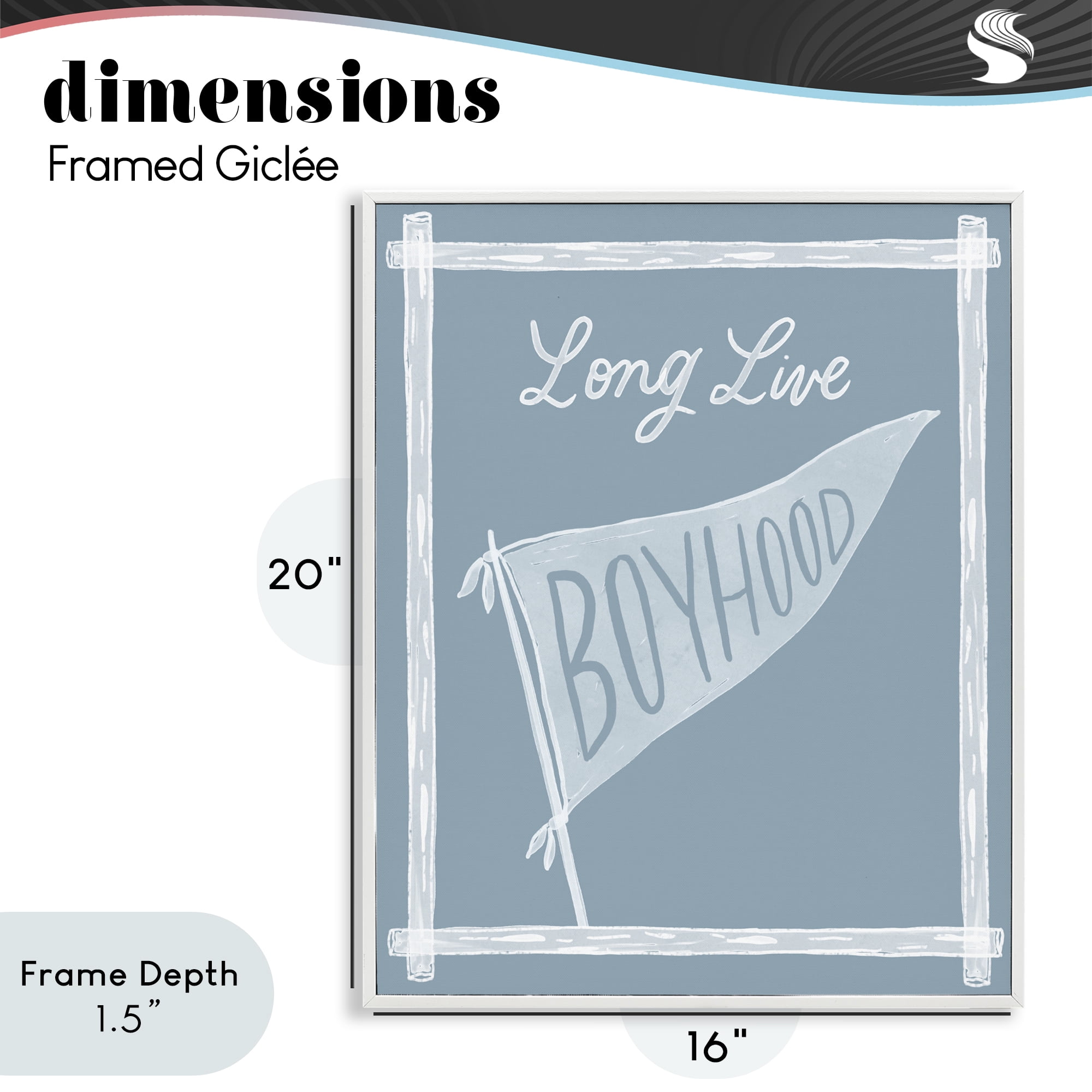 Stupell Industries Long Live Boyhood with Border White Framed Giclee Art, design by Cherrywood Lane