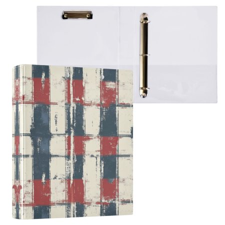White and Blue Tartan 3 Ring Hardcover Binders 1.5in Round Rings for Letter-Size Folder Paper Organizer Pockets for Office Student Recipe