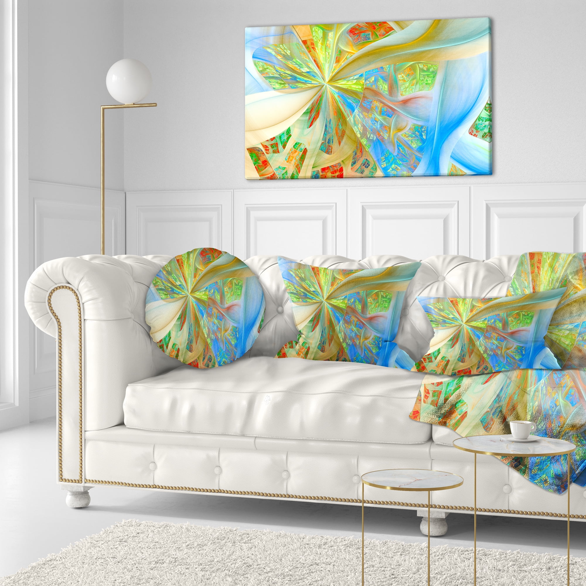Designart Yellow Fractal Exotic Plant Stems - Abstract Throw Pillow - 12x20