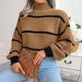 thumbnail image 5 of SWSMCLT Women's Long Sleeve Pullover Sweater Soft Casual Thick Knitwear Top Knitted Holiday Spring Fashion Mock Neck Khaki Medium, 5 of 5