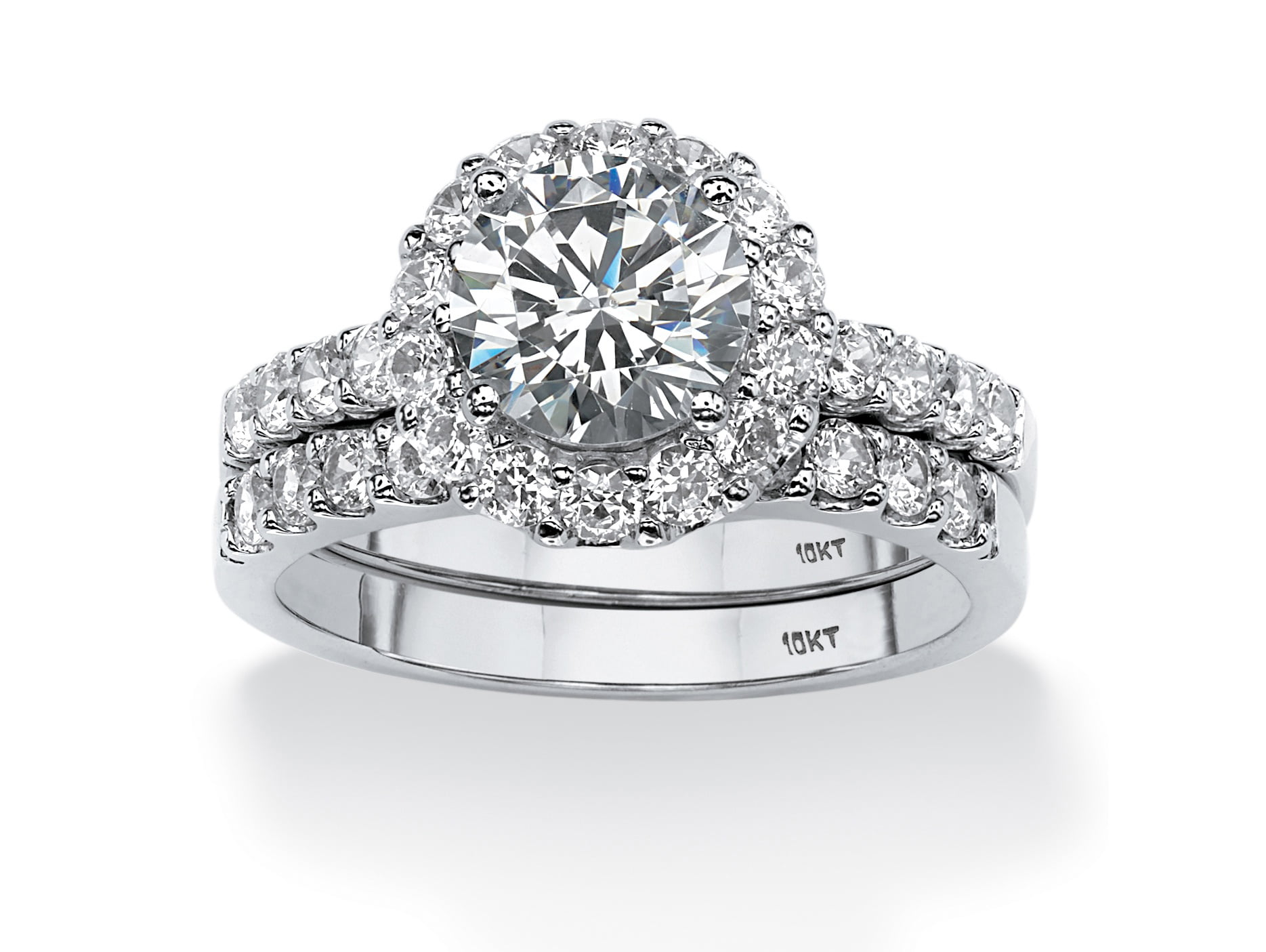 2.72Ct Round White Sparkling Diamond 14K White Gold Engagement Wedding Ring Set 