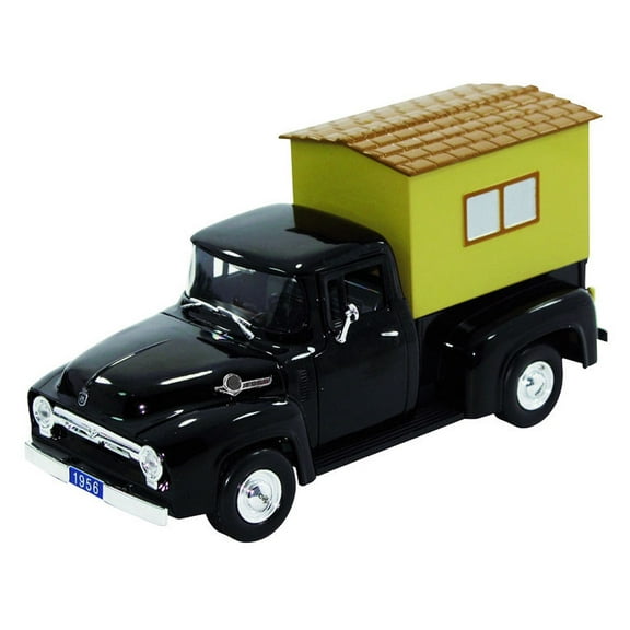 1956 Ford F-100 Camper Truck, Black - Signature Models 32395 - 1/32 Scale Diecast Model Toy Car