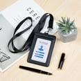 thumbnail image 2 of Genuine leather id badge holder with lanyard,soft leather ID Card Holder,Up to 20 colors and leather grains to choose,frommultiple card slots,vertical work name badge case, 2 of 2