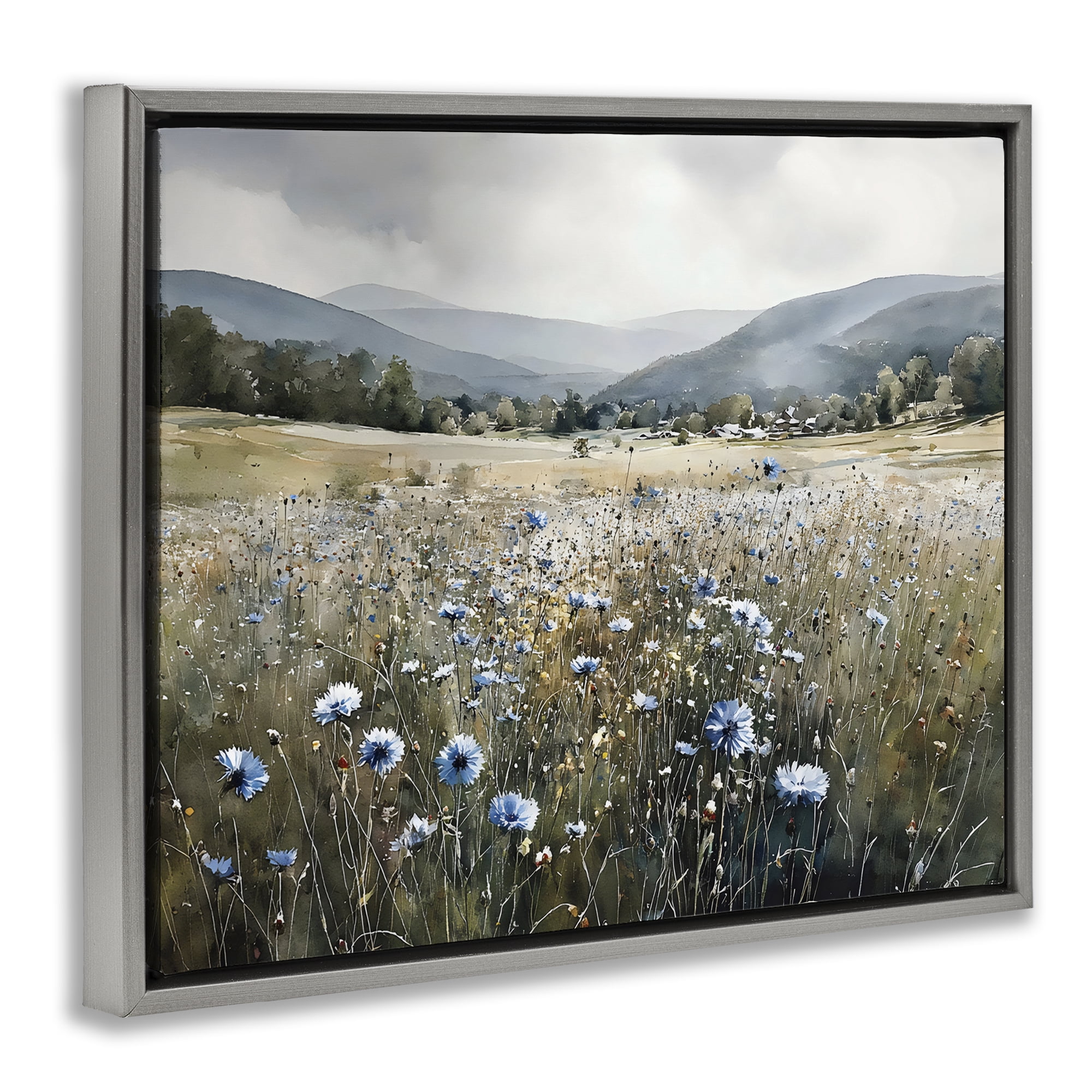 Stupell Industries Sapphire Speckled Fields Gray Framed Floater Canvas Wall Art, design by Franklyn Gregory