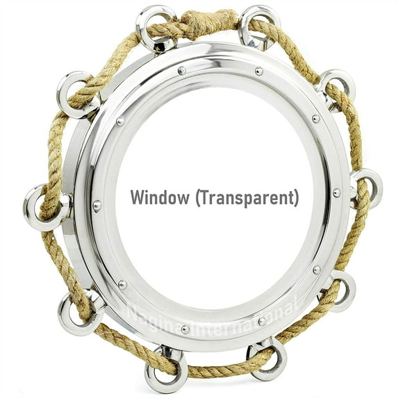 Aluminum Porthole Jalebi Rope Window (Nickel Polished) - (24 Inches)