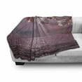 thumbnail image 3 of Japanese Soft Flannel Fleece Blanket, Floral Branch of Cherry Blossom on Abstract Pinkish Sea and Dramatic Sky, Cozy Plush for Indoor and Outdoor Use, 50" x 70", Pink and Pale Pink, by Ambesonne, 3 of 6