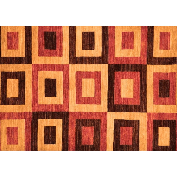 Ahgly Company Indoor Rectangle Abstract Orange Modern Area Rugs, 7' x 10'