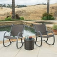 thumbnail image 2 of Noble House Gracie's 3-Piece Outdoor Aluminum Rocking Chair Set in Dark Brown, 2 of 6