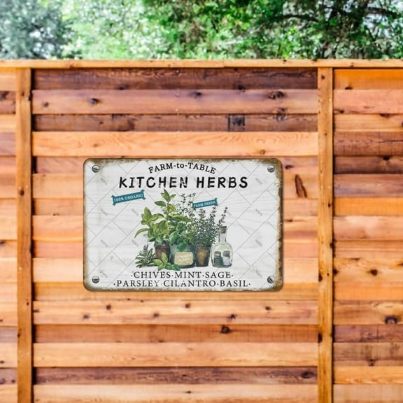 Noete 8x12 Inch Herbs Metal Tin Signs Vintage Farm to Table Kitchen Decor, Rustic Wall Art for Home, Living Room, Bedroom, Garden, Office, Cafe & Bar
