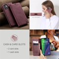 thumbnail image 3 of CaseMe Leather for iPhone 15 Case, Flip Wallet Leather Case with Card Holder Magnetic Closure Shockproof Kickstand Protective Phone Cases Cover for iPhone 15,Wine Red,For iPhone 15, 3 of 12