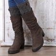 thumbnail image 4 of pitrice Leg Warmer Knitted Leg Sleeve Double Layer Thicken Ankle Boot Sock with W Button, Medium Grey, 4 of 8