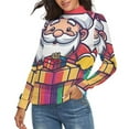 thumbnail image 2 of Santa Claus With Gift Women's Turtleneck Sweater Long Sleeve Ribbed Fitted Turtle Neck Casual Fall Winter Collection Top L, 2 of 4