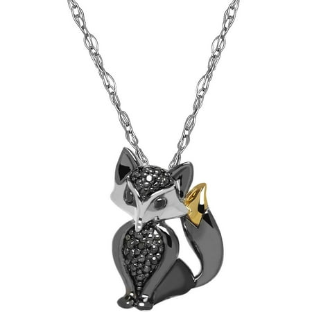 Petite Expressions Diamond Accent 18kt Gold-Plated Sterling Silver Fox Pendant, 18