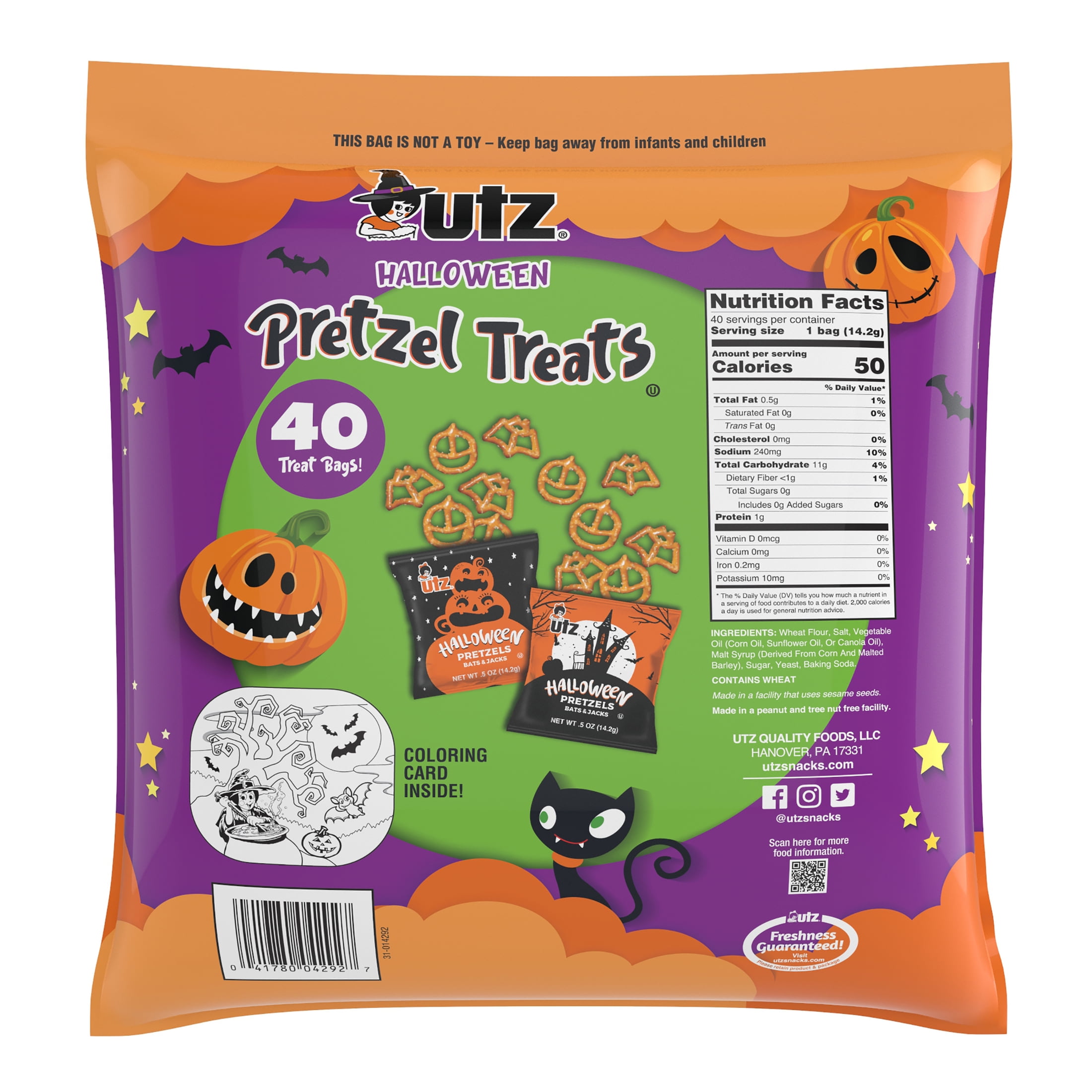 (2 pack) Utz Halloween Pretzel Treats, 20 oz, 40 ct