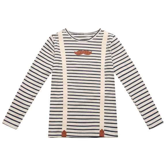 Richie House Boys' Fahion Striped T-shirt with A Mustache Strapes RH1559-B-1/2