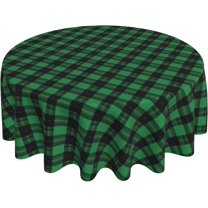 Round Tablecloth 60 Inch, Classic Green Buffalo Plaid Round Tablecloth Water Resistant Tabletop Cover Kitchen Tablecloth for Party, Wedding, Cocktail, Banquet, Festival
