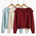 thumbnail image 5 of Cárdigan de punto de estilo dulce nuevo retro francés para otoño e invierno, tops cortos, suéter fresco y elegante que combina con todo, abrigo para mujer, 5 of 5