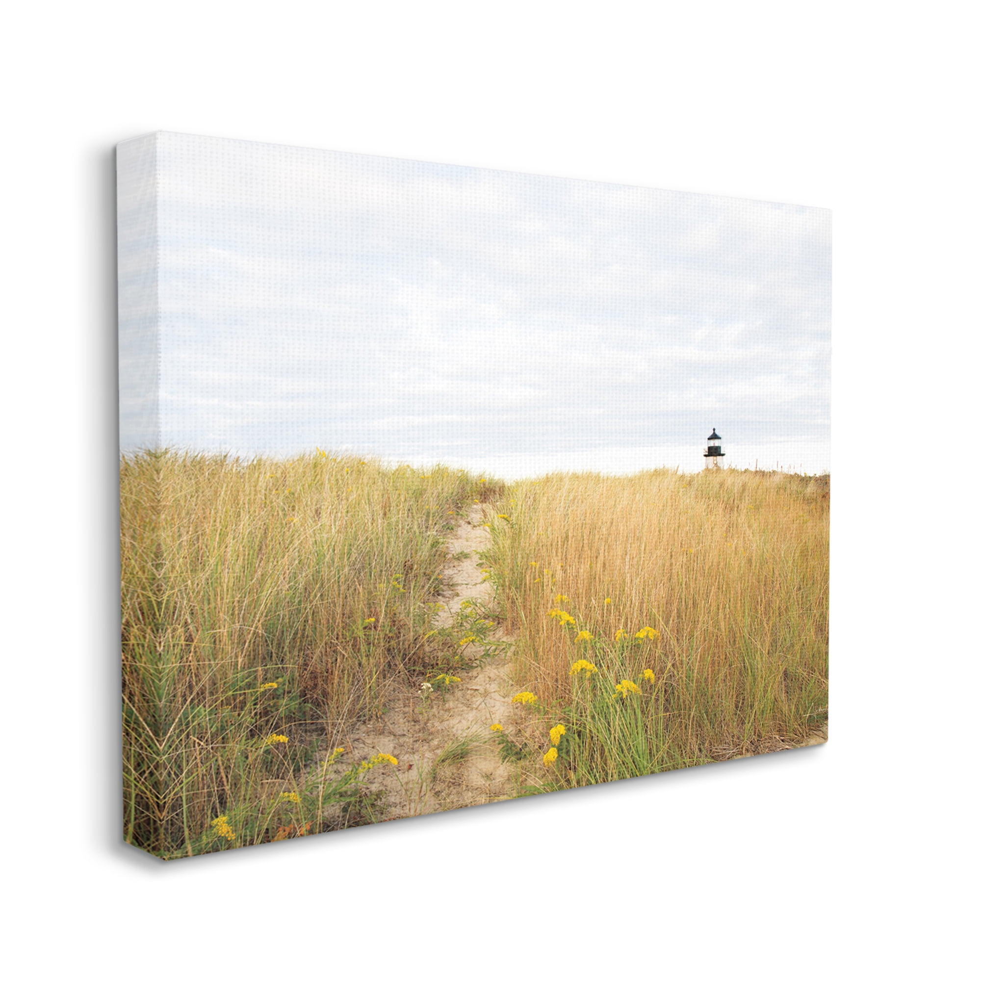 Stupell Industries Lighthouse Grassland Scenery Nature Photography Gallery Wrapped Canvas Print Wall Art, 30 x 24