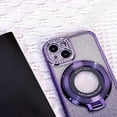 thumbnail image 6 of Magnetic Case for iPhone 13 with Holder Stand,Rhinestones Glitter Plated Bling Luxury Phone Case（Compatible with MagSafe） Shockproof Kickstand Design for iPhone 13-Purple, 6 of 13