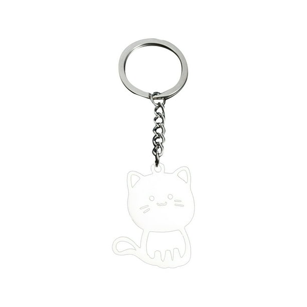 Gato Colgante Llavero Señoras Novia Animal Lindo Dibujos animados Nuevo Colgante de Acero Inoxidable Animal