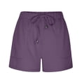 thumbnail image 4 of Shorts for Women Dressy Casual Cargo Stretch High Waist Solid Color Summer Cotton Stretch Knee Length Shorts for Women Cargo Shorts Women Baggy Y2k Women's Shorts Plus Size Bermuda, 4 of 7