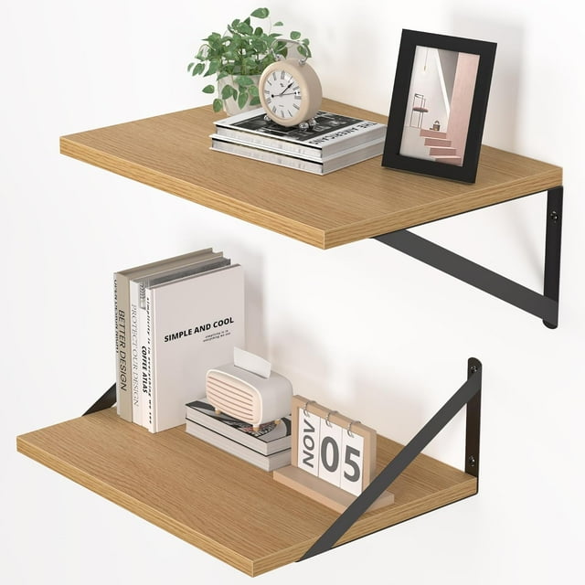 Rustic Floating Shelves for Wall W x D Wood Deep Wall Shelves Set of Wide Floating Bookshelf for Living Room Kitchen Office Bedroom Storage & Decoration wi