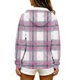 thumbnail image 4 of cocolona Womens Plaid Hoodies Casual Long Sleeve Zipper Vintage Sweatshirts Hooded Drawstring Fall Trendy Outfits, 4 of 7