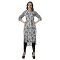 thumbnail image 6 of Moomaya Cotton Knee Length Kurta Summer Printed Roll Up Sleeves Kurtis For Women, 6 of 7