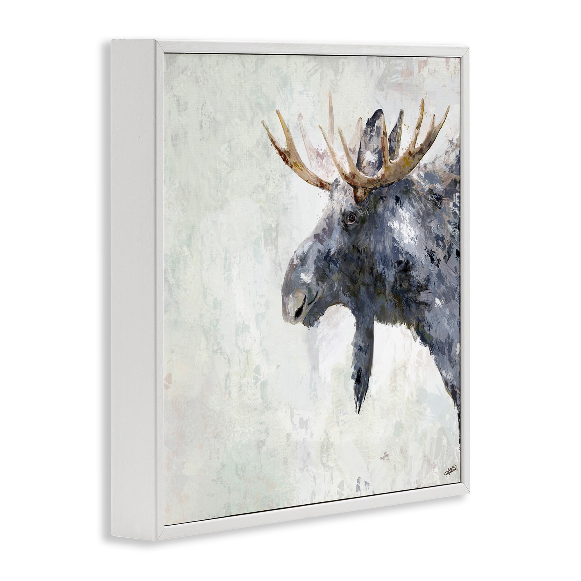 Stupell Industries Rustic Moose View Animals & Insects Painting White Framed Art Print Wall Art, 12 x 12