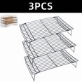thumbnail image 6 of 3 Tier Cooling Rack Stackable Baking Rack with Legs High Carbon Steel Black Coated Nonstick Rack for Roasting Cooling Grilling,15"x10", 6 of 7