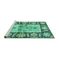 thumbnail image 2 of Ahgly Company Machine Washable Indoor Square Oriental Turquoise Blue Traditional Area Rugs, 6' Square, 2 of 4