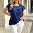 thumbnail image 5 of Tqcoqu Plus Size Tops for Women Summer 2026 Short Sleeve Shirts Tunics Round Neck Casual Loose Blouses,Dark Blue Women's L-XXXXL, 5 of 6