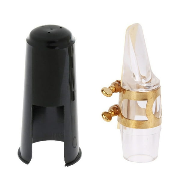 Kit de boquilla Boquilla transparente de saxofón alto E juego de boquilla de cristal plano con tapa / clip / caña portátil para reproductor de música Tomshoo Kit de boquilla