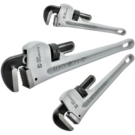 3-Piece Heavy Duty Aluminum Straight Pipe Wrench Set, 10", 14", 18", Adjustable Plumbing Wrench Set, Drop Forged, Exceed GGG standard$$Tools & Hardware Other